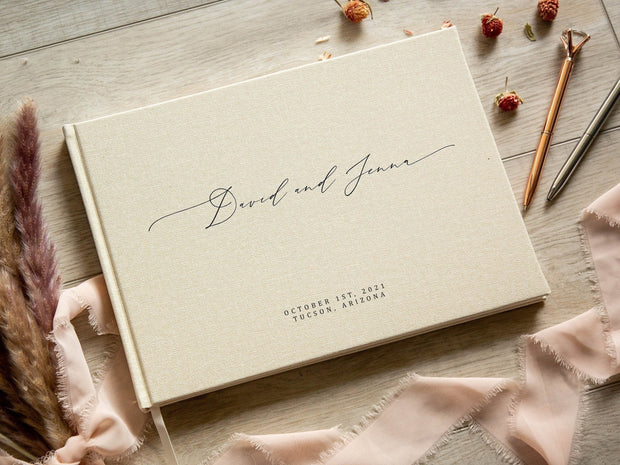 ec_product:1052252481:01 · Personalized Guest Book F0 - 11.5x8.5 Custom Wedding Guestbook Signing Book for Reception Engagement Blank Page Couple Party Photo Scrapbook