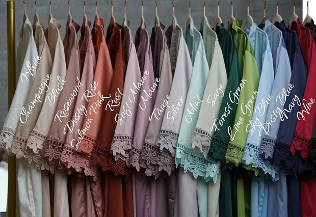 ec_product:528317769:01 · Bridesmaid Robes Set Satin Matte Getting Ready Robes Bridal Robes Bridesmaid Gifts Bridesmaids Proposal Gifts Bridal party LACE robes