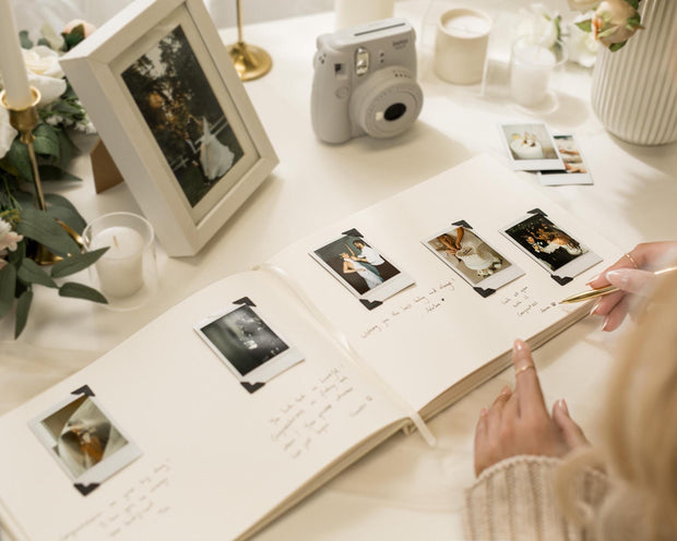 ec_product:1052252481:02 · Personalized Guest Book F0 - 11.5x8.5 Custom Wedding Guestbook Signing Book for Reception Engagement Blank Page Couple Party Photo Scrapbook