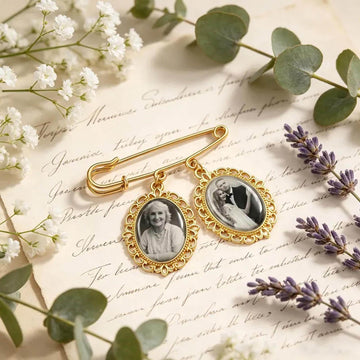 ec_product:4492781143:01 · Personalized Bouquet Photo Charm, Wedding Bouquet Charm, Groom Memorial Pin, Wedding Bouquet Pin