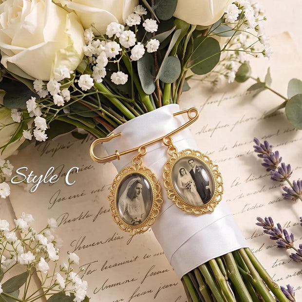ec_product:4492781143:02 · Personalized Bouquet Photo Charm, Wedding Bouquet Charm, Groom Memorial Pin, Wedding Bouquet Pin