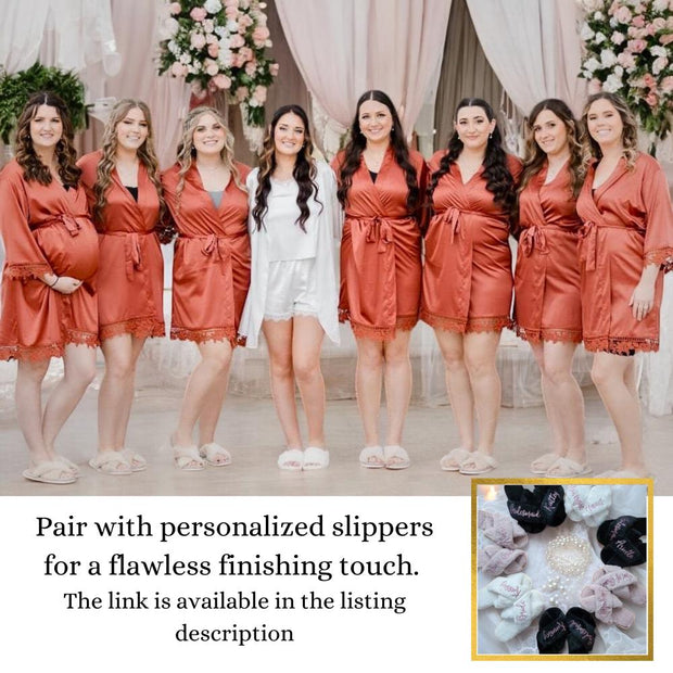ec_product:528317769:02 · Bridesmaid Robes Set Satin Matte Getting Ready Robes Bridal Robes Bridesmaid Gifts Bridesmaids Proposal Gifts Bridal party LACE robes