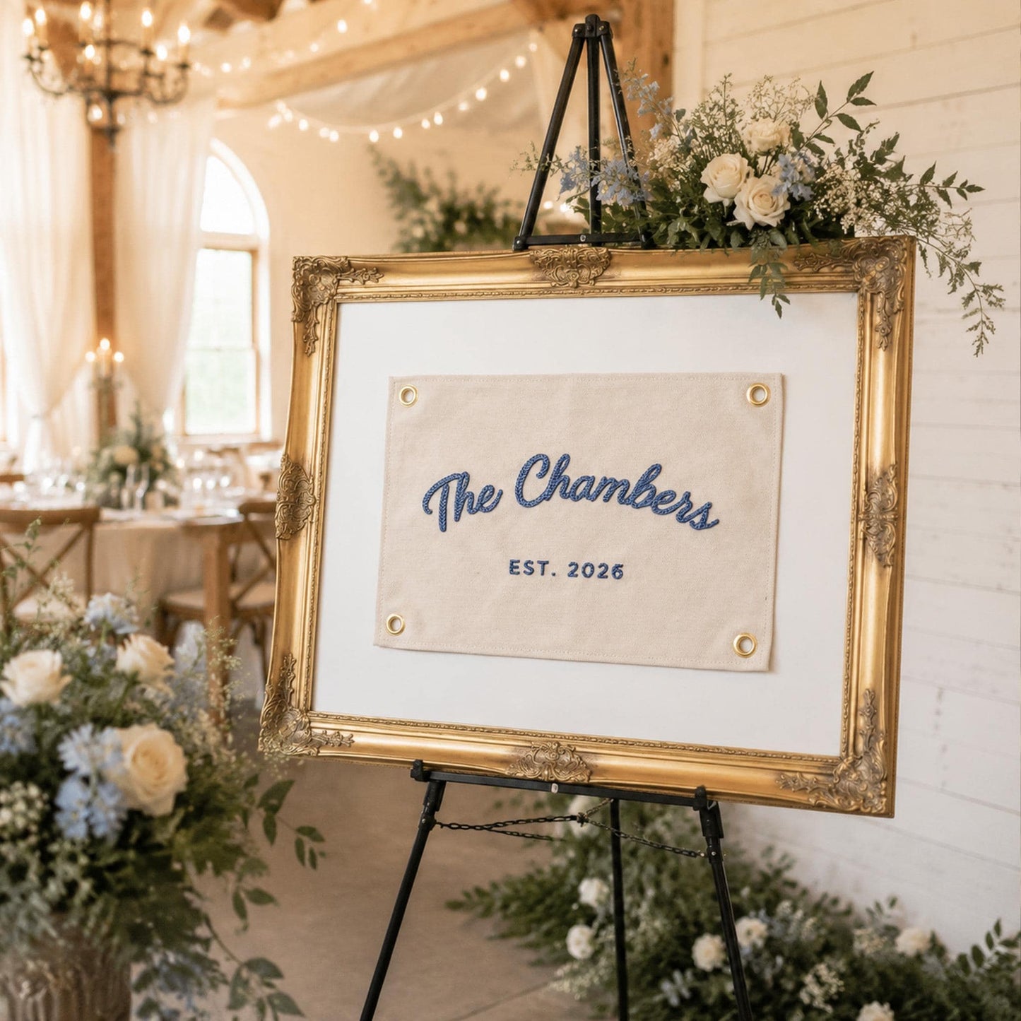 Custom Wedding Guest Book Alternative, Embroidered Last Name Pennant Flag, Keepsake Wedding Sign, Personalized Wall Art, Chain Stitch Banner · image 12