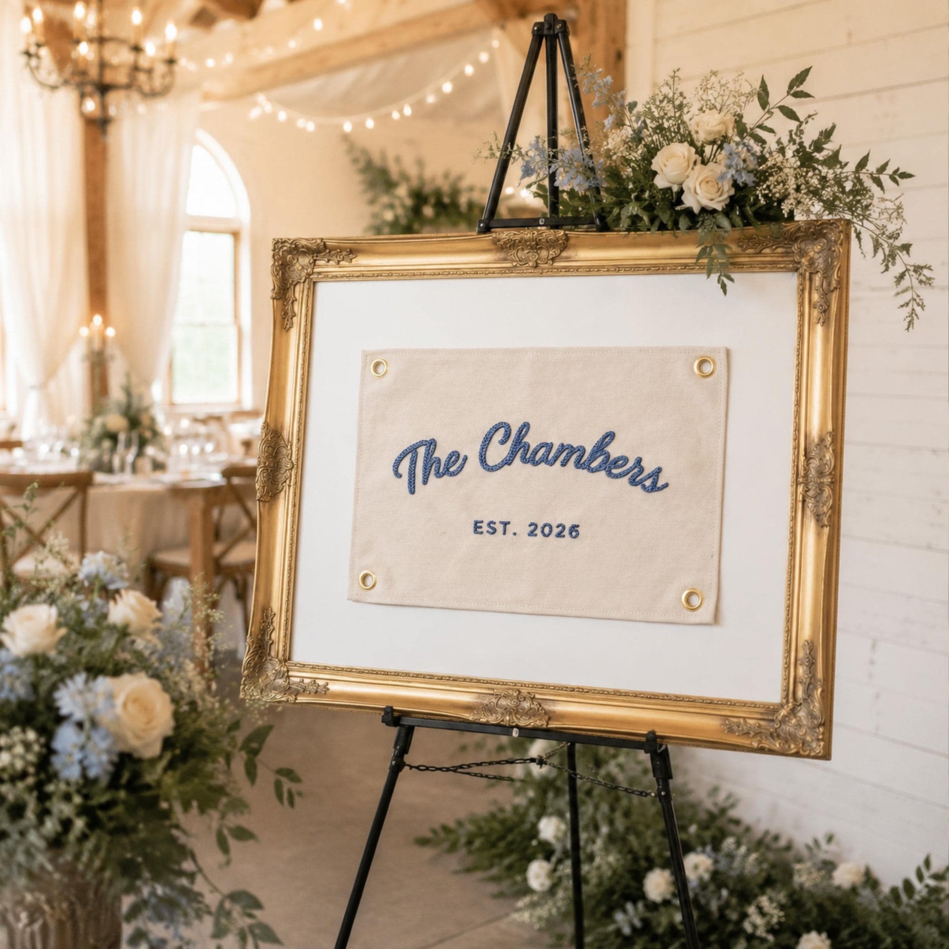 Custom Wedding Guest Book Alternative, Embroidered Last Name Pennant Flag, Keepsake Wedding Sign, Personalized Wall Art, Chain Stitch Banner · image 12