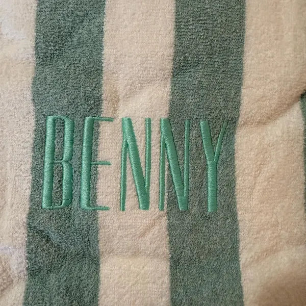 Personalized embroidered cabana stripe towel, custom name beach towel, plush fleece pool towel, bachelorette gift set, gift for her